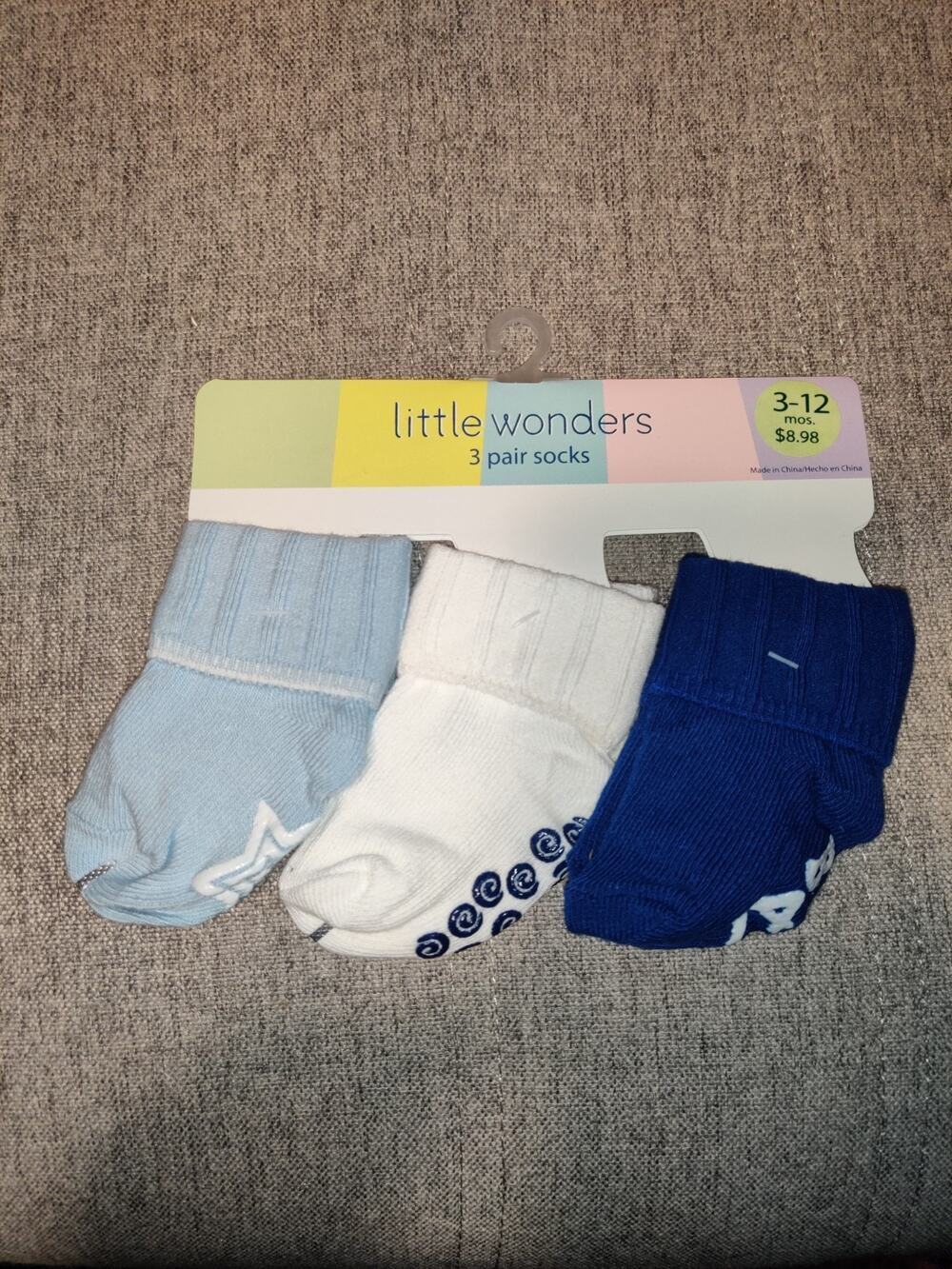 Little Wonders 3 Pair Non-Slip Baby Socks 3-12 Months
